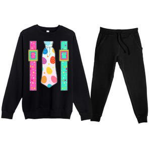 Easter Egg Tie & Suspenders Premium Crewneck Sweatsuit Set