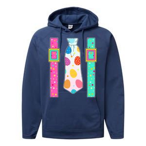 Easter Egg Tie & Suspenders Performance Fleece Hoodie