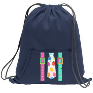 Easter Egg Tie & Suspenders Sweatshirt Cinch Pack Bag