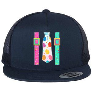 Easter Egg Tie & Suspenders Flat Bill Trucker Hat