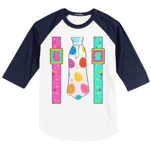 Easter Egg Tie & Suspenders Baseball Sleeve Shirt