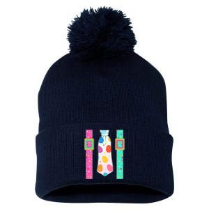 Easter Egg Tie & Suspenders Pom Pom 12in Knit Beanie