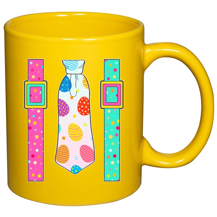 Easter Egg Tie & Suspenders 11oz C Handle Ceramic Mug