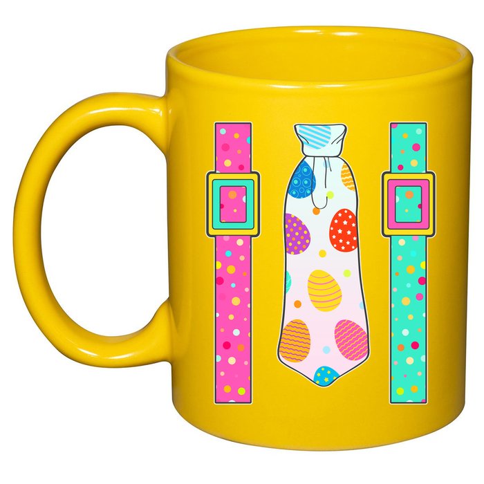 Easter Egg Tie & Suspenders 11oz C Handle Ceramic Mug