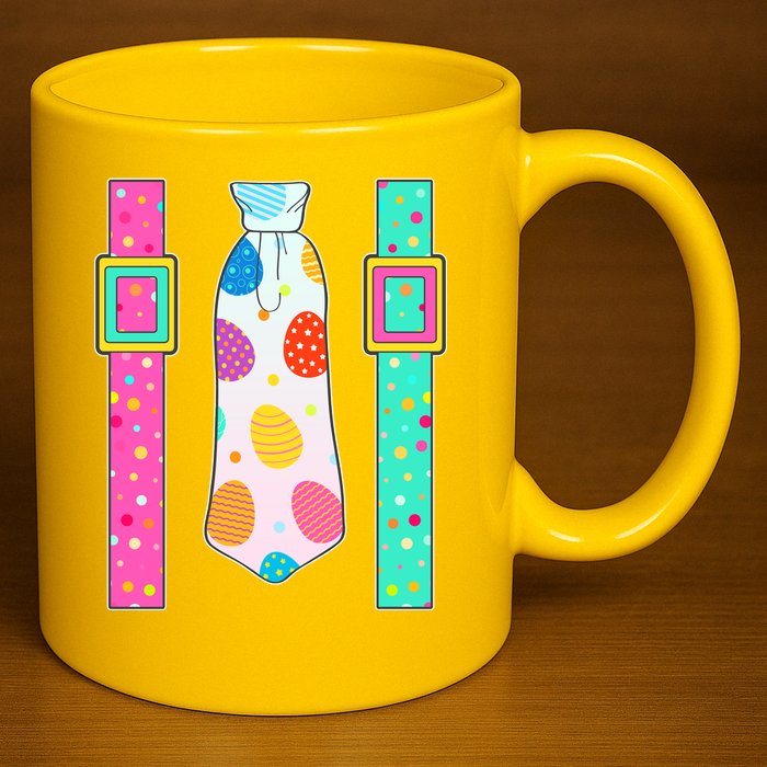 Easter Egg Tie & Suspenders 11oz C Handle Ceramic Mug
