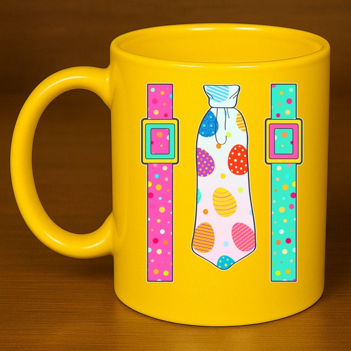Easter Egg Tie & Suspenders 11oz C Handle Ceramic Mug