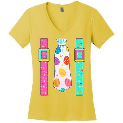Easter Egg Tie & Suspenders Women's V-Neck T-Shirt