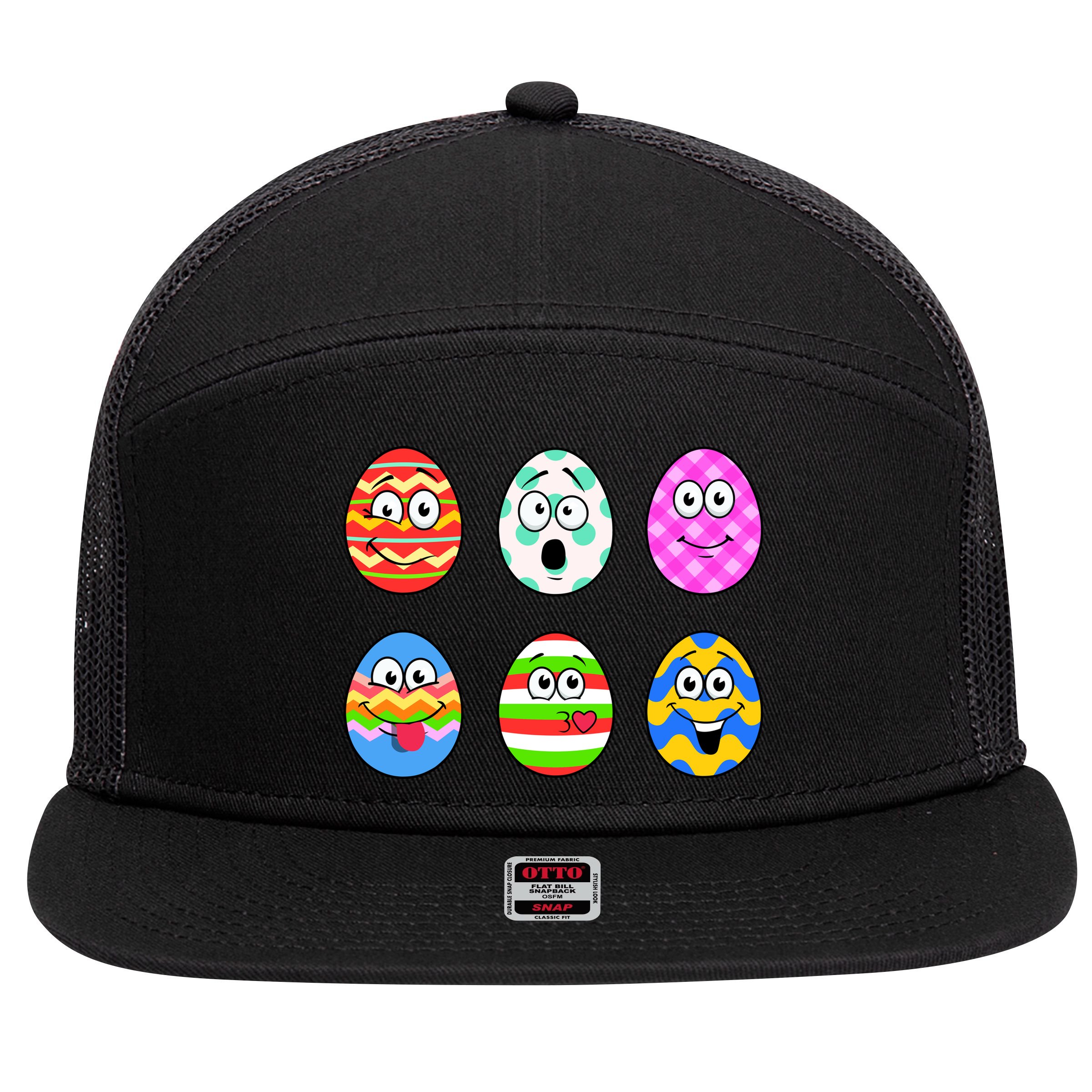 Easter Eggs Funny Emoji's 7 Panel Mesh Trucker Snapback Hat