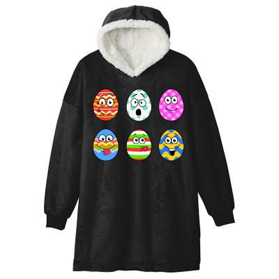 Easter Eggs Funny Emoji's Hooded Wearable Blanket