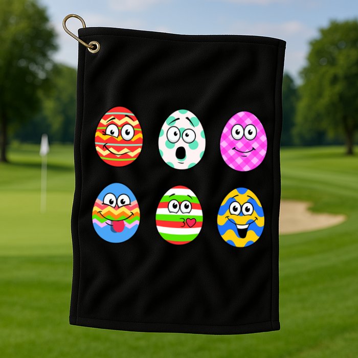 Easter Eggs Funny Emoji's Golf Towel