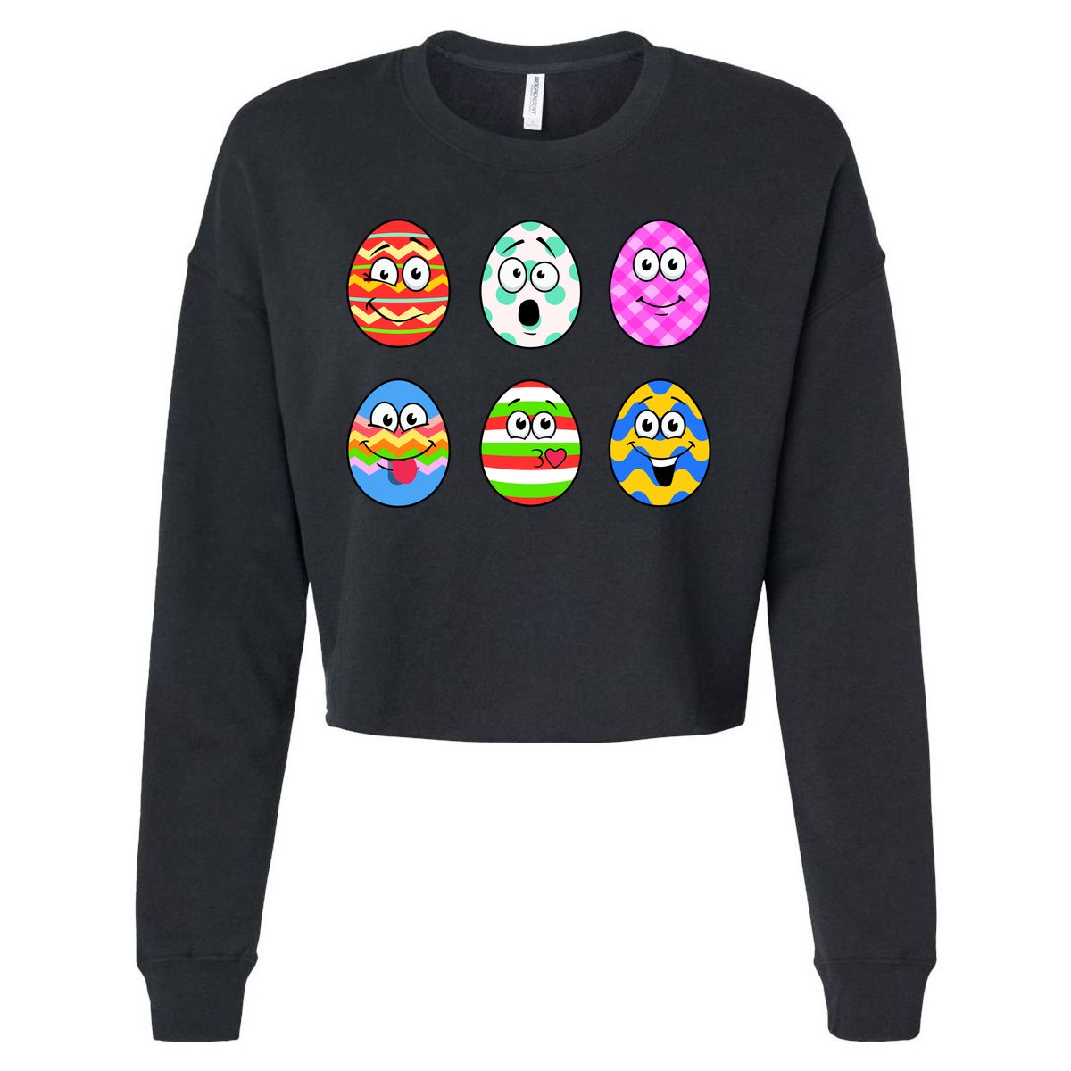Easter Eggs Funny Emoji's Cropped Pullover Crew