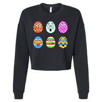 Easter Eggs Funny Emoji's Cropped Pullover Crew