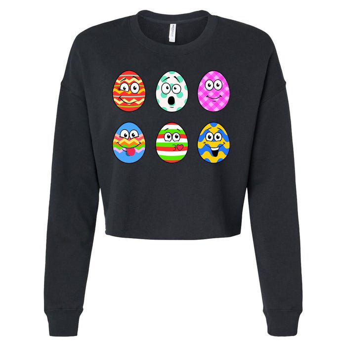 Easter Eggs Funny Emoji's Cropped Pullover Crew