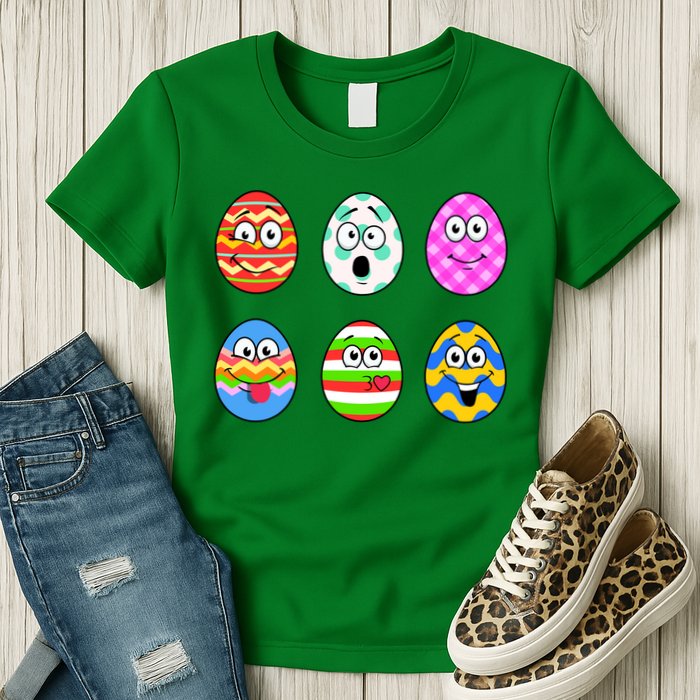 Easter Eggs Funny Emoji's Womens T-Shirt