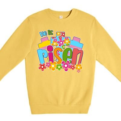 Easter He Is Risen Spring flowers Premium Crewneck Sweatshirt