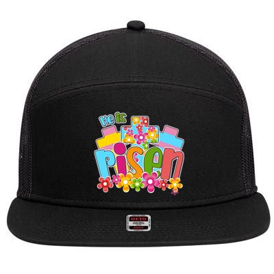 Easter He Is Risen Spring flowers 7 Panel Mesh Trucker Snapback Hat