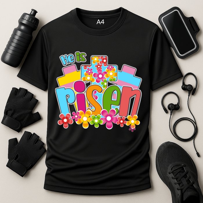 Easter He Is Risen Spring flowers Cooling Performance Crew T-Shirt