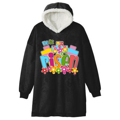 Easter He Is Risen Spring flowers Hooded Wearable Blanket
