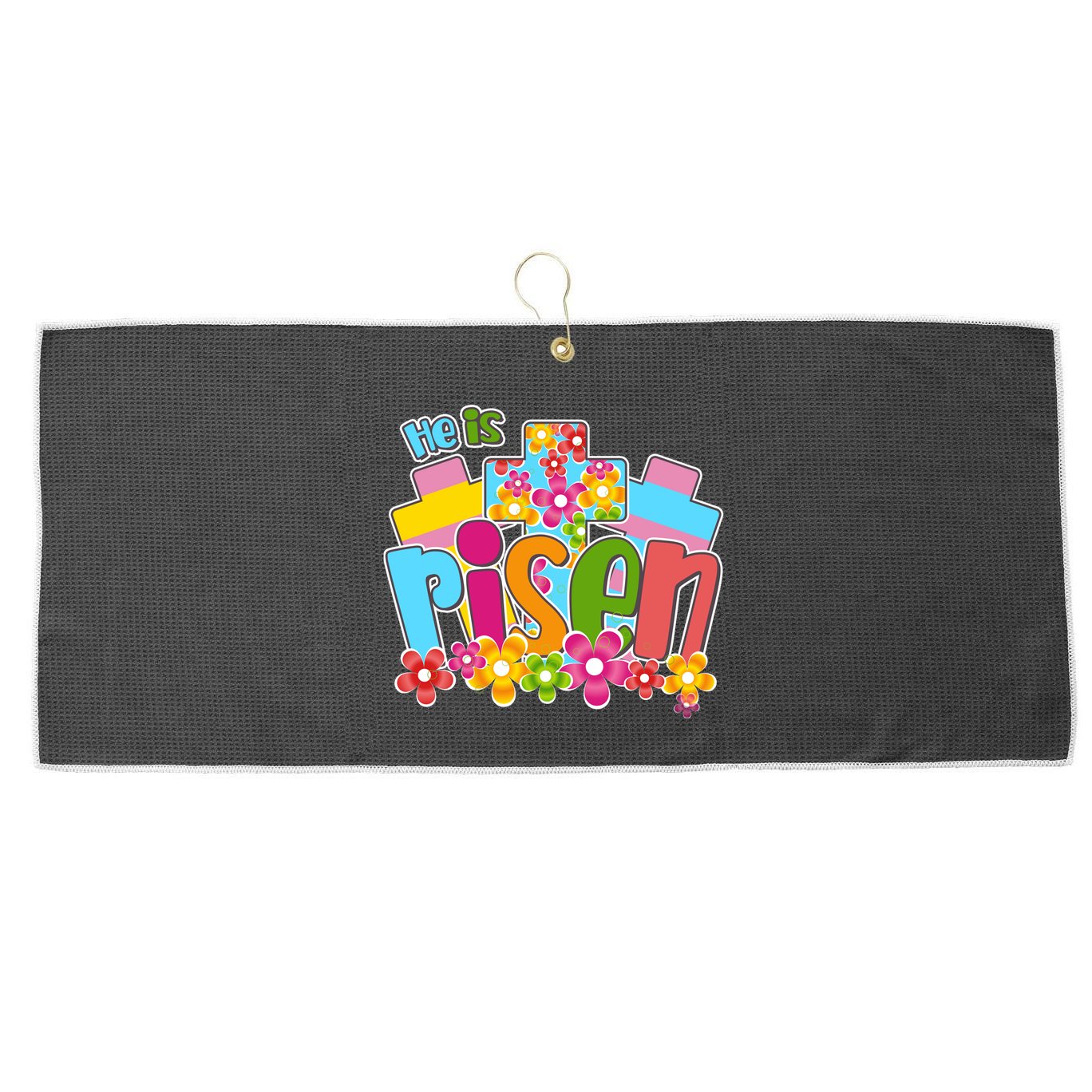 Easter He Is Risen Spring flowers Large Microfiber Waffle Golf Towel