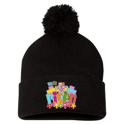 Easter He Is Risen Spring flowers Pom Pom 12in Knit Beanie