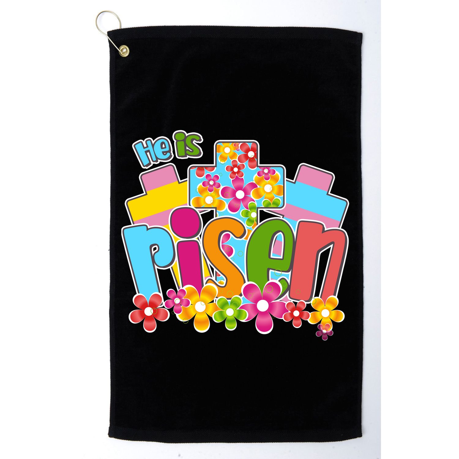 Easter He Is Risen Spring flowers Golf Towel