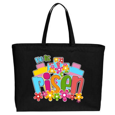 Easter He Is Risen Spring flowers Cotton Canvas Jumbo Tote