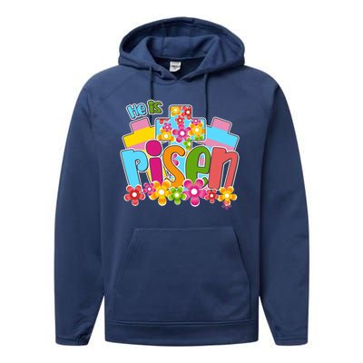 Easter He Is Risen Spring flowers Performance Fleece Hoodie