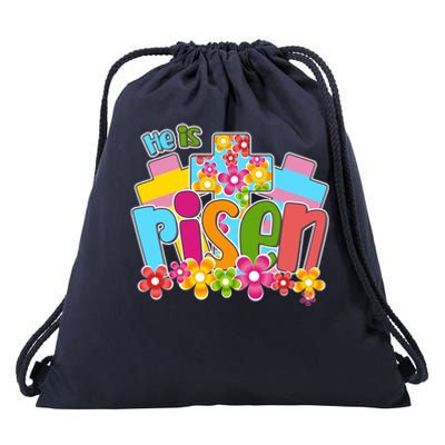 Easter He Is Risen Spring flowers Drawstring Bag