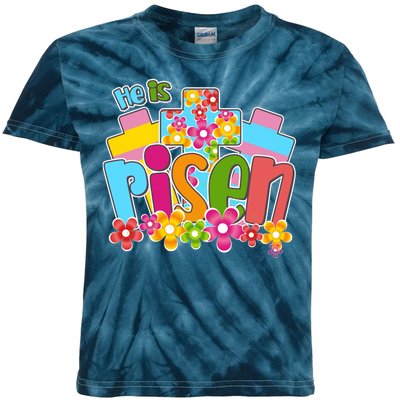 Easter He Is Risen Spring flowers Kids Tie-Dye T-Shirt