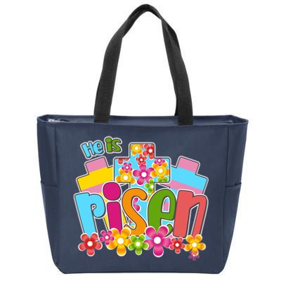 Easter He Is Risen Spring flowers Zip Tote Bag