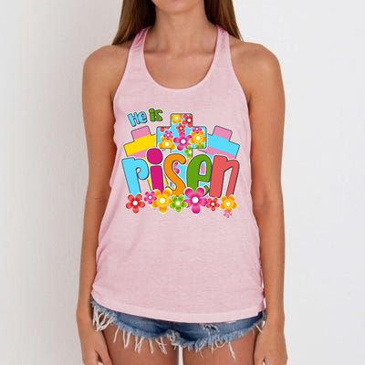 Easter He Is Risen Spring flowers Women's Knotted Racerback Tank