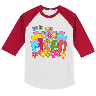 Easter He Is Risen Spring flowers Kids Colorblock Raglan Jersey