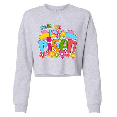 Easter He Is Risen Spring flowers Cropped Pullover Crew