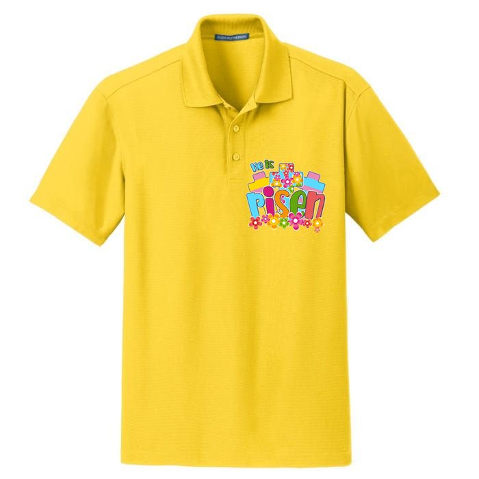 Easter He Is Risen Spring flowers Dry Zone Grid Polo