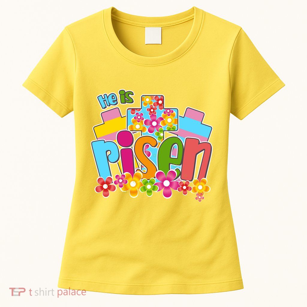 Easter He Is Risen Spring flowers Womens T-Shirt