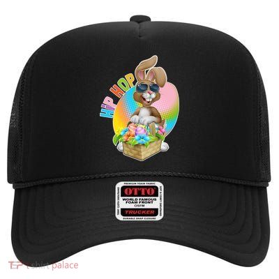 Easter Hip Hop Bunny High Crown Mesh Back Trucker Hat