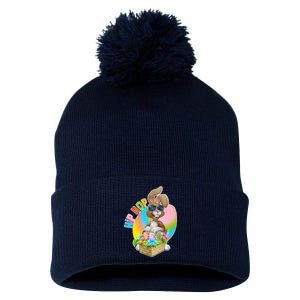 Easter Hip Hop Bunny Pom Pom 12in Knit Beanie