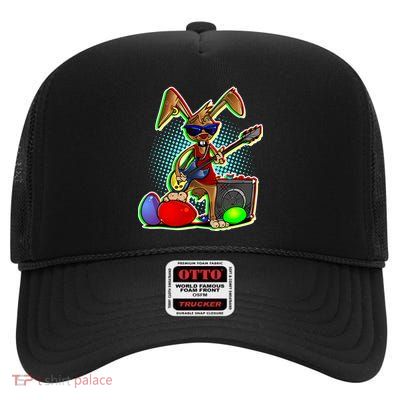 Easter Rock Bunny High Crown Mesh Back Trucker Hat