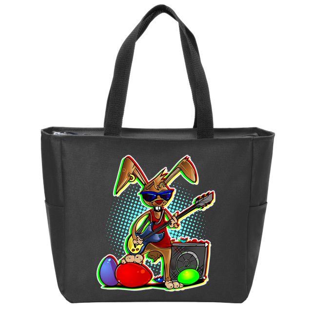 Easter Rock Bunny Zip Tote Bag