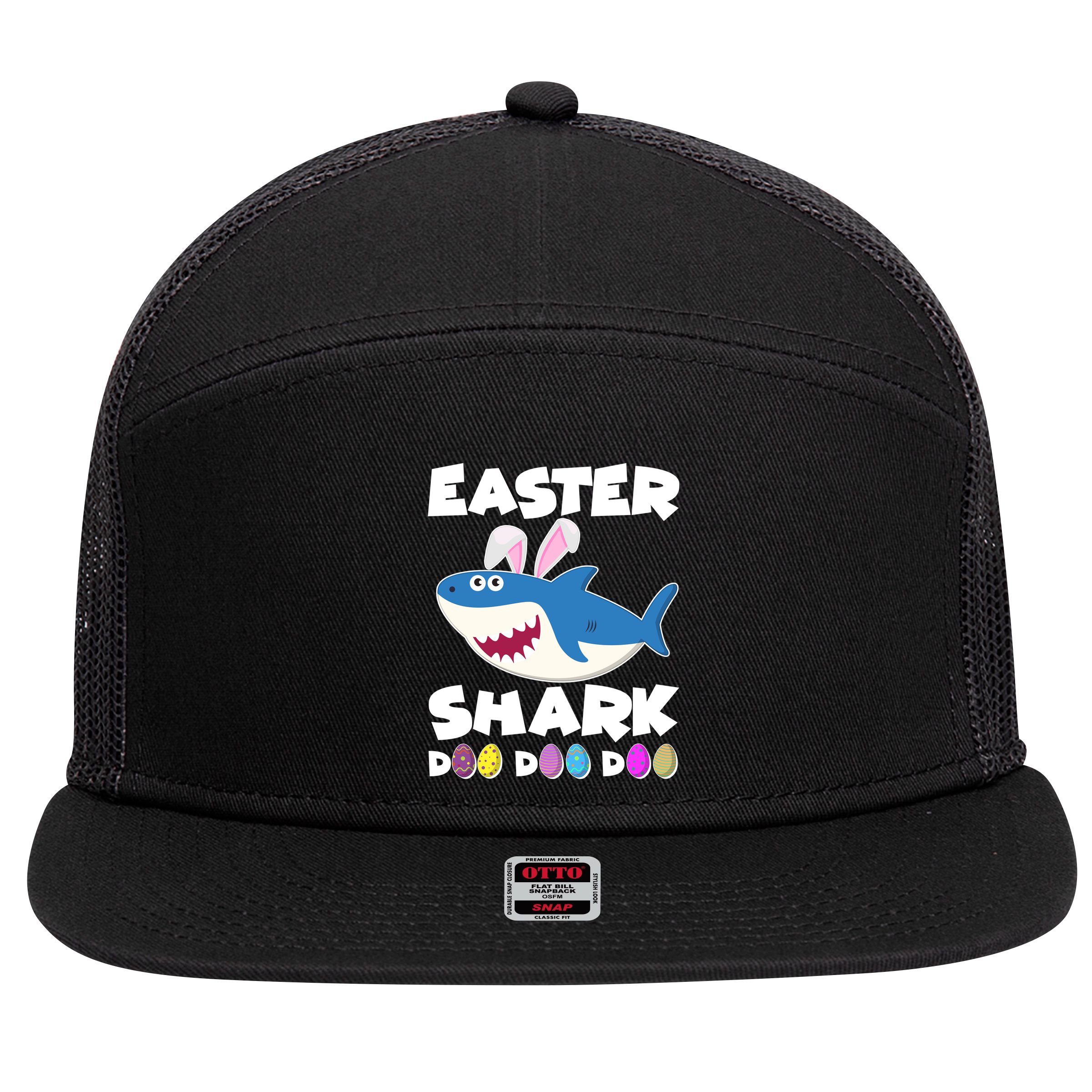 Easter Shark Doo Doo Doo 7 Panel Mesh Trucker Snapback Hat