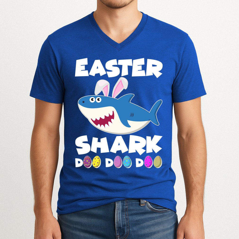 Easter Shark Doo Doo Doo V-Neck T-Shirt