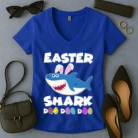 Easter Shark Doo Doo Doo Women's V-Neck T-Shirt