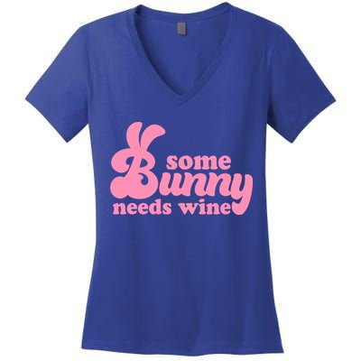 Easter Some Bunny Needs Wine Women's V-Neck T-Shirt