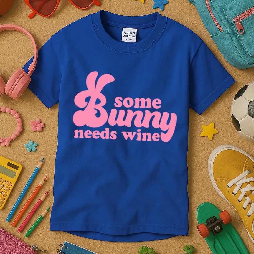 Easter Some Bunny Needs Wine Kids T-Shirt
