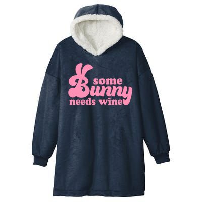 Easter Some Bunny Needs Wine Hooded Wearable Blanket