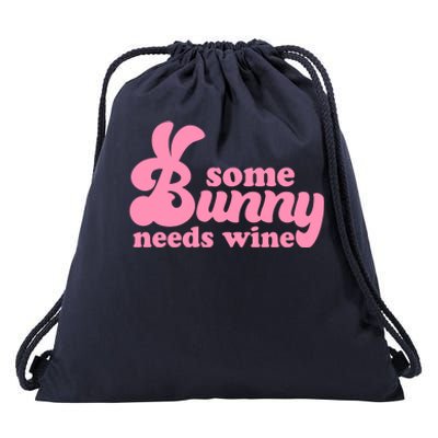 Easter Some Bunny Needs Wine Drawstring Bag