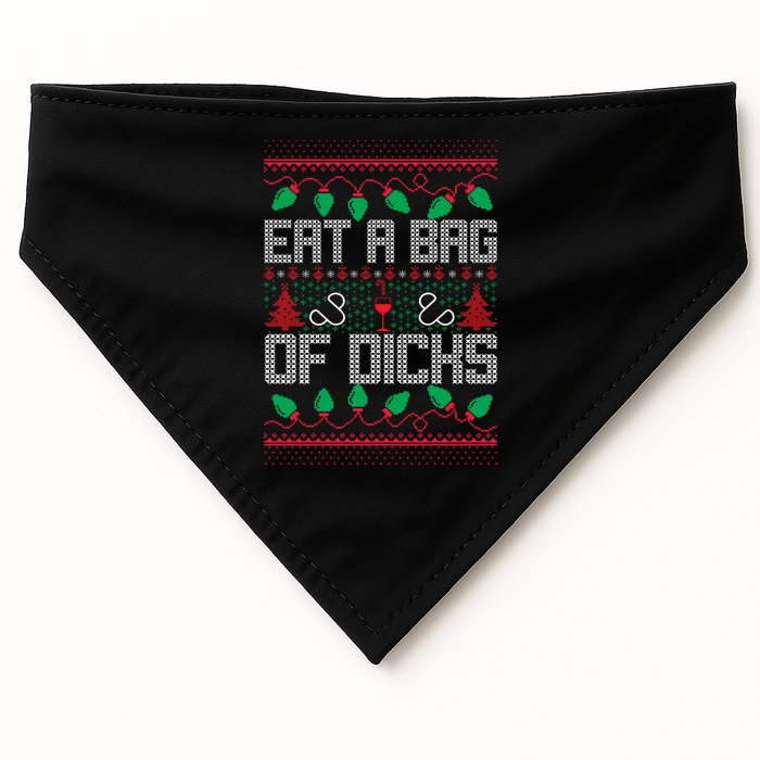 Eat A Bag Of Dicks Offensive Ugly X-Mas USA-Made Doggie Bandana