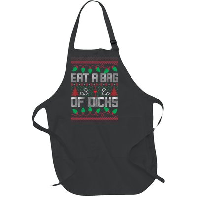 Eat A Bag Of Dicks Offensive Ugly X-Mas Full-Length Apron With Pockets