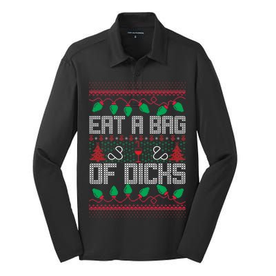 Eat A Bag Of Dicks Offensive Ugly X-Mas Silk Touch Performance Long Sleeve Polo