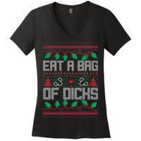 Eat A Bag Of Dicks Offensive Ugly X-Mas Women's V-Neck T-Shirt